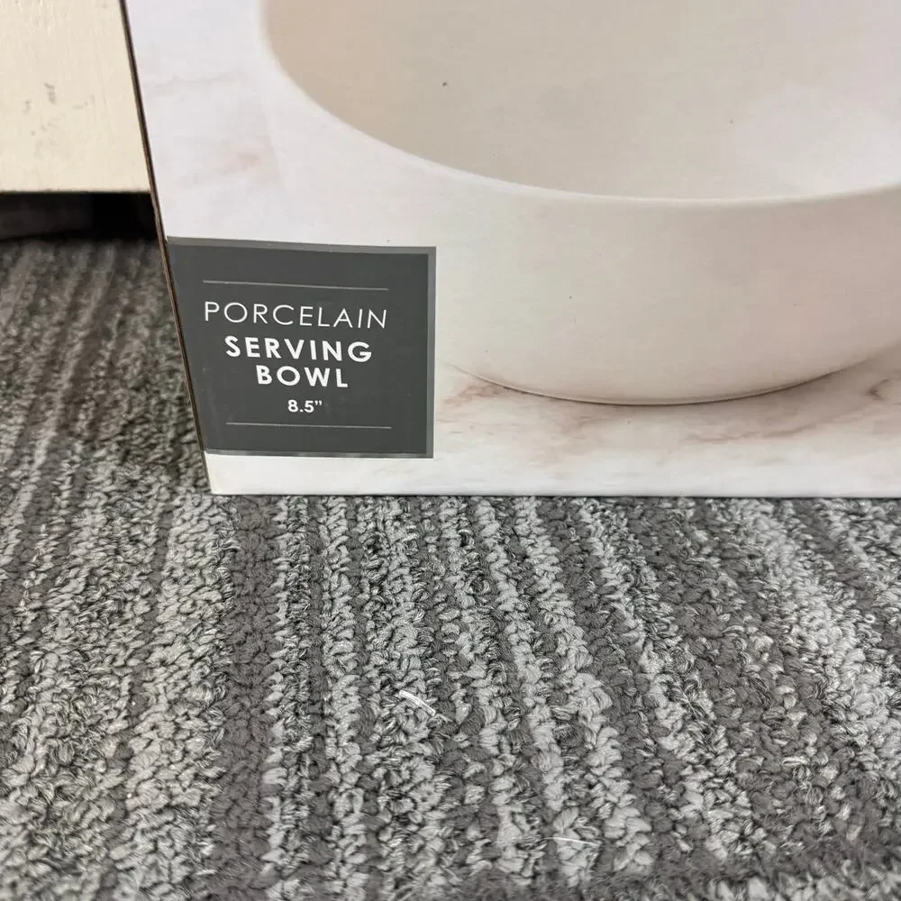 Tahari Home Porcelain Serving Bowl – 8.5” White Round Bowl – Microwave safe